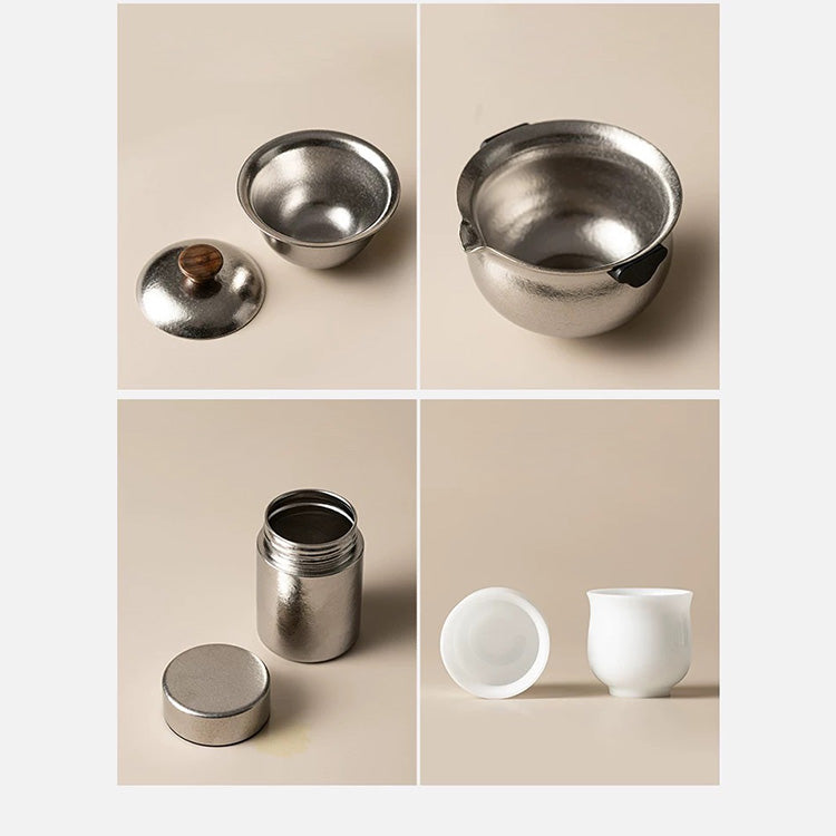 Essence | Titanium Gaiwan with ice jade cups tea set | Gift for
