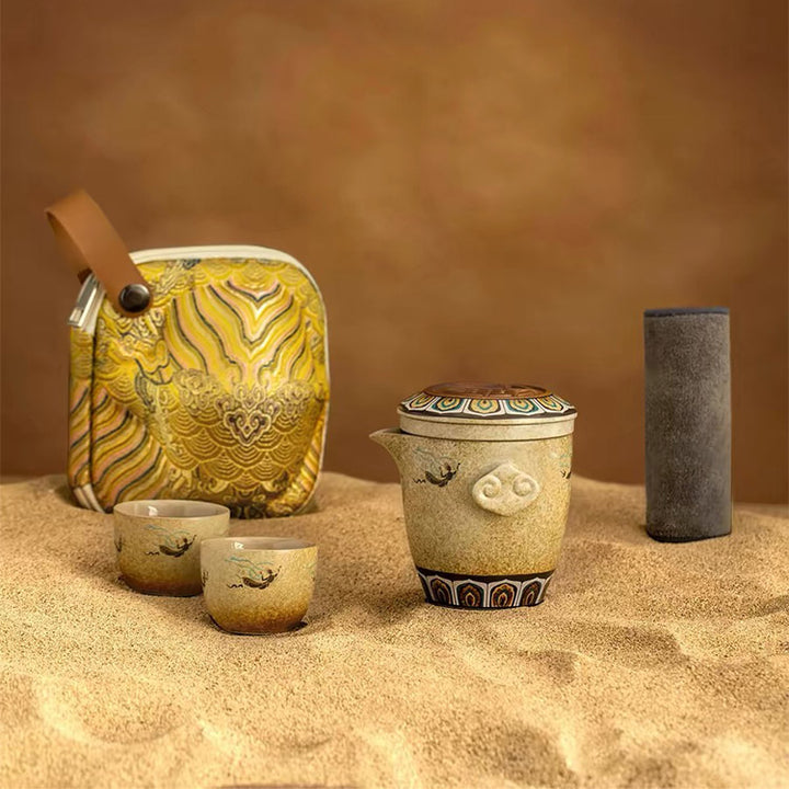 Flying Apsaras - Dunhuang portable tea set for two