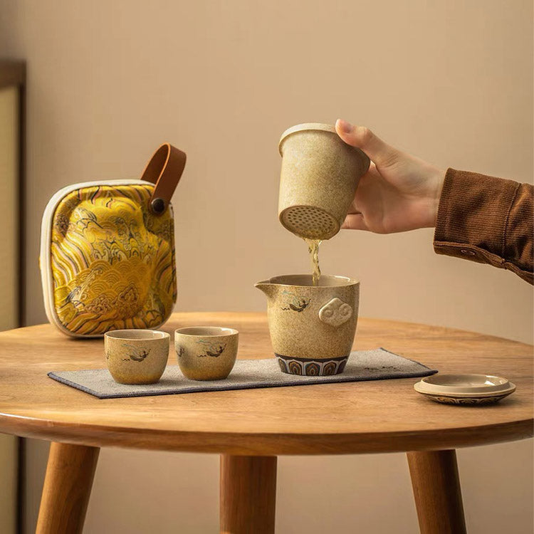 Flying Apsaras - Dunhuang portable tea set for two
