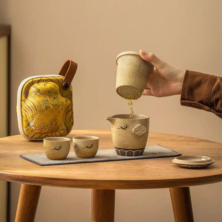 Flying Apsaras - Dunhuang portable tea set for two