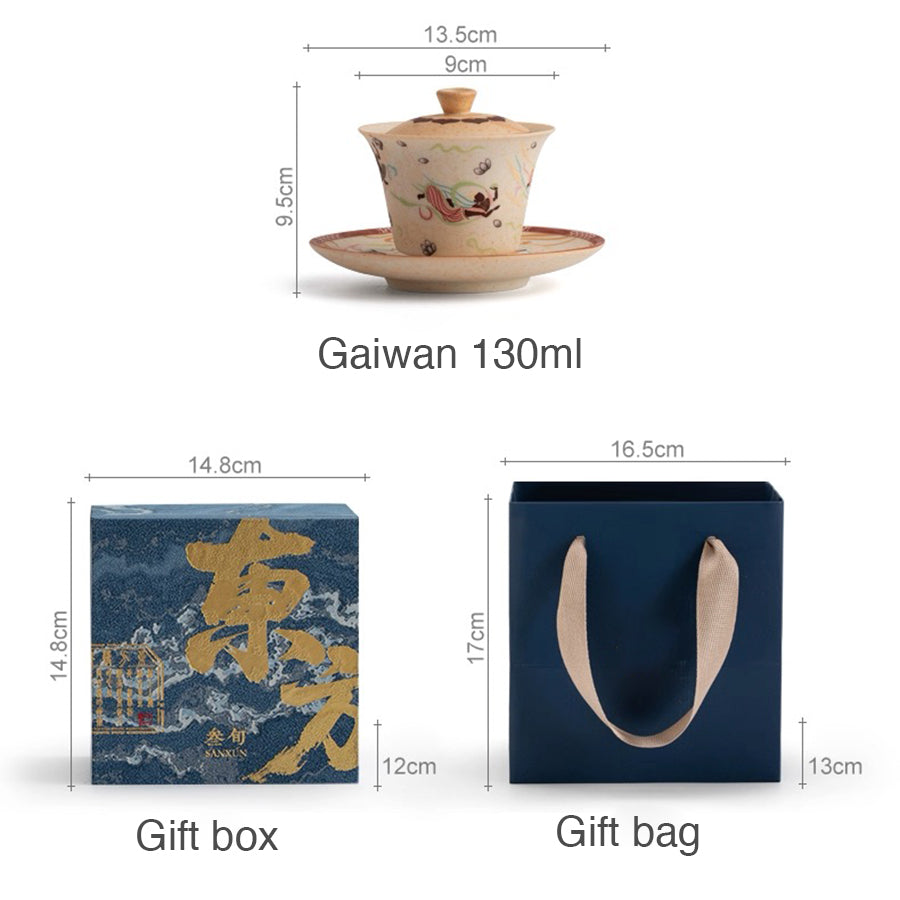 Dance with the flow - Handmade Chinese Gaiwan tea set