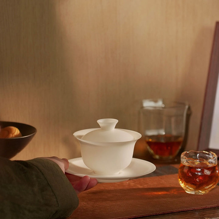 Balance - Luxury ice jade porcelain Sancai Gaiwan tea set