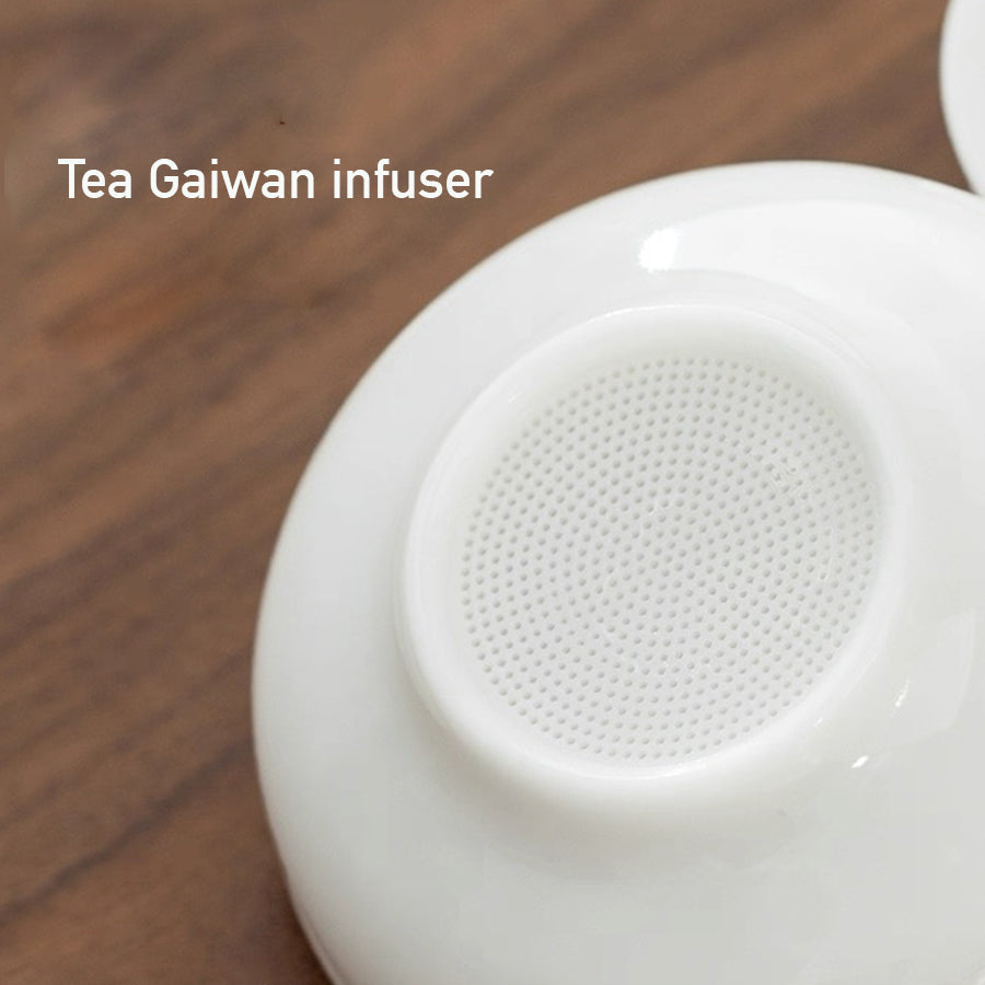 Ruobai - White ceramic Sancai Gaiwan tea set