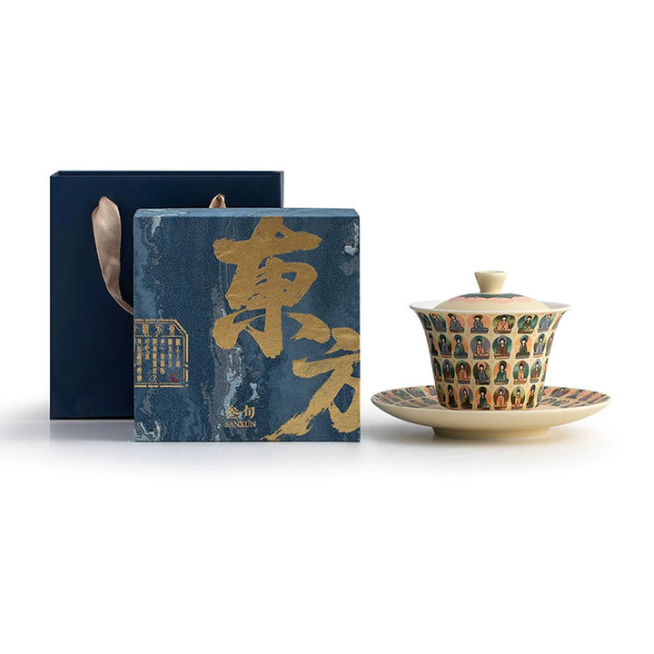 Thousand Buddha - Handmade Gaiwan tea set for one/two - Teaware Space