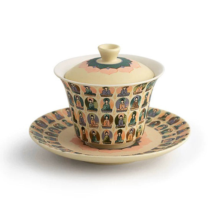 Thousand Buddha - Handmade Gaiwan tea set for one/two - Teaware Space