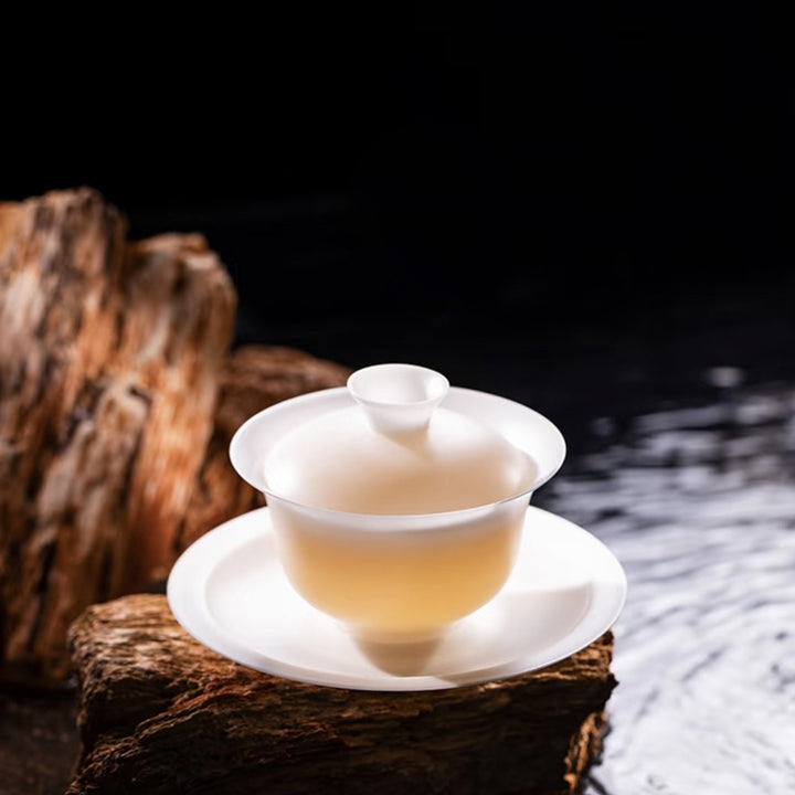Handmade Luxury ice jade porcelain Gaiwan tea set  | wedding gift