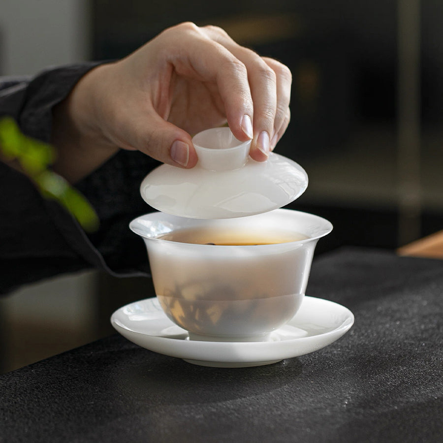 the best white ceramic gaiwan tea set for oolong tea 