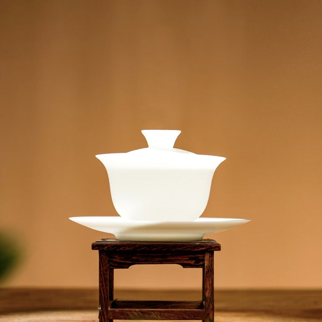 Balance - Luxury ice jade porcelain Sancai Gaiwan tea set - Teaware Space