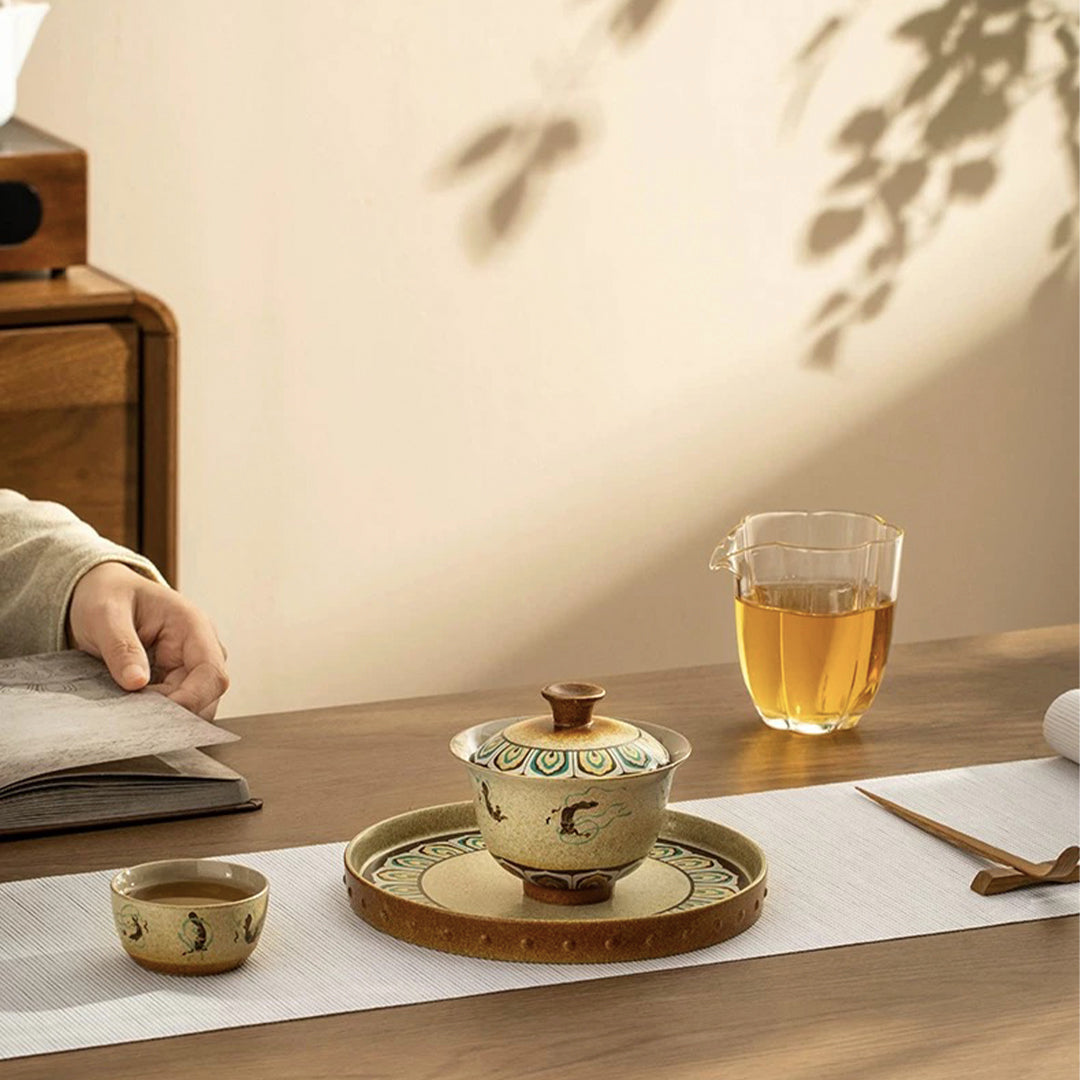 Mogao Grottoes hand-painted Sancai Gaiwan tea set - Teaware Space