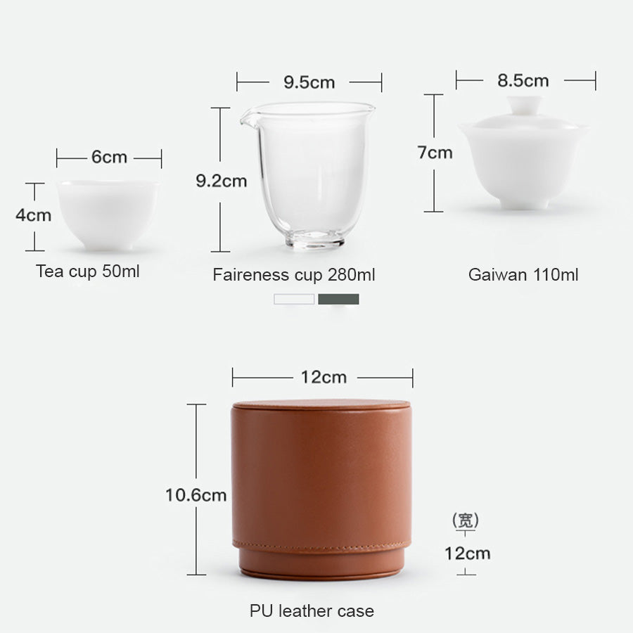 Service à thé Gaiwan de voyage vintage peint à la main pour deux