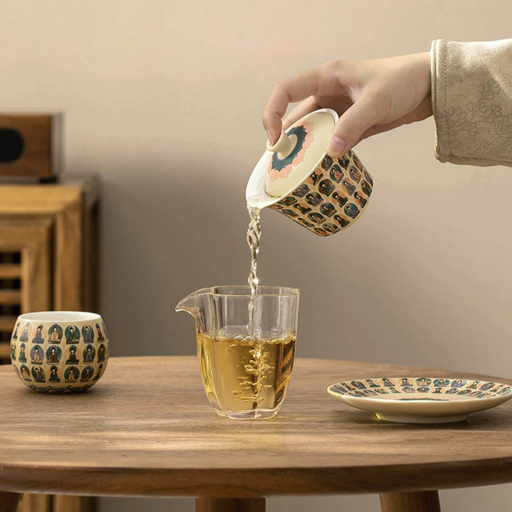 Thousand Buddha - Handmade Gaiwan tea set for one/two - Teaware Space