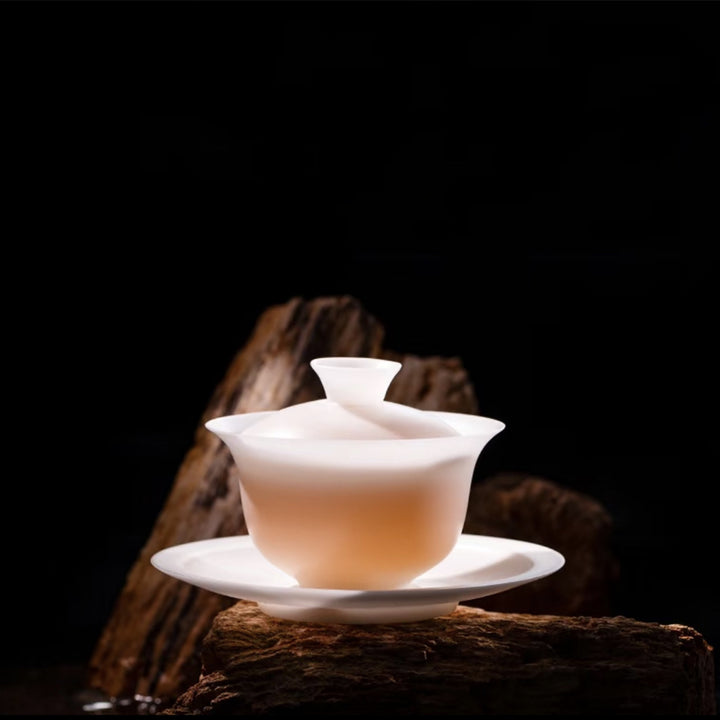 Handmade Luxury ice jade porcelain Gaiwan tea set  | wedding gift
