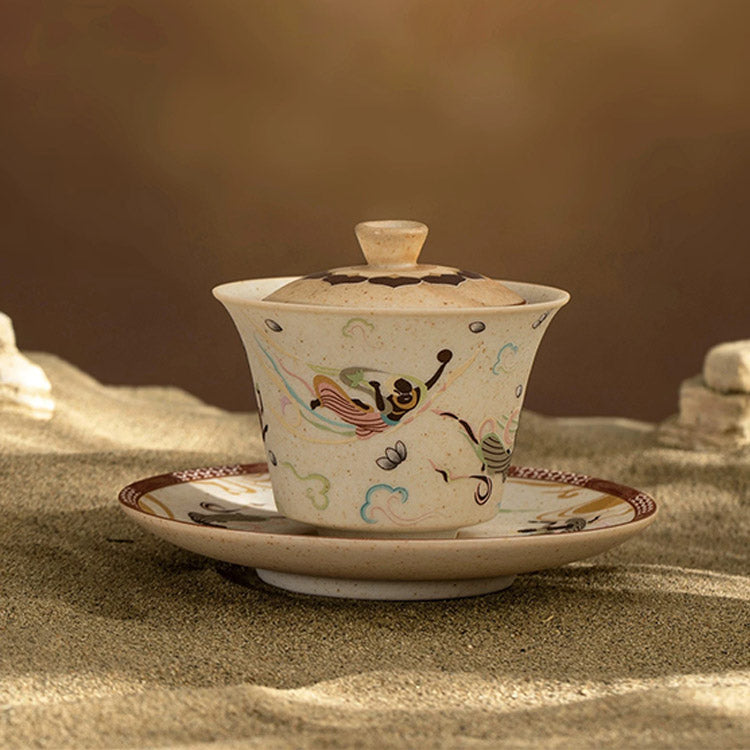 Dance with the flow - Handmade Dunhuang Gaiwan tea set - Teaware Space