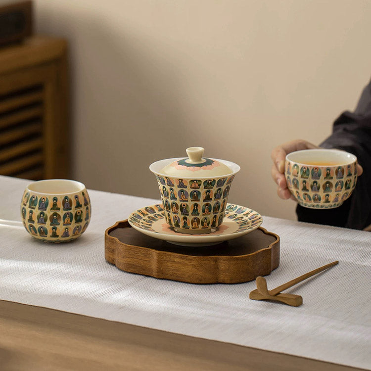 Thousand Buddha - Handmade Gaiwan tea set for one/two - Teaware Space