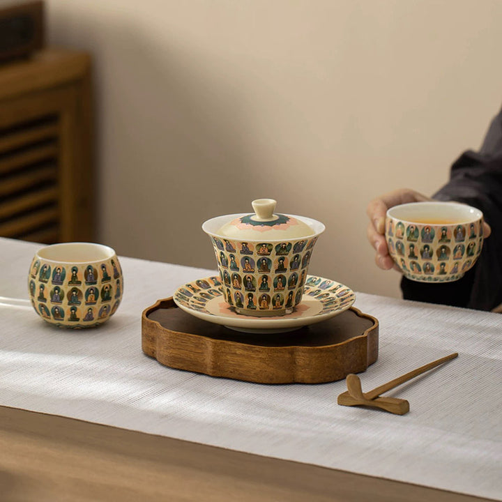 Thousand Buddha - Handmade Gaiwan tea set for one/two - Teaware Space