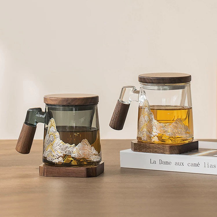Peak and pit - 3D mountain glass tea cup 400ml - Teaware Space
