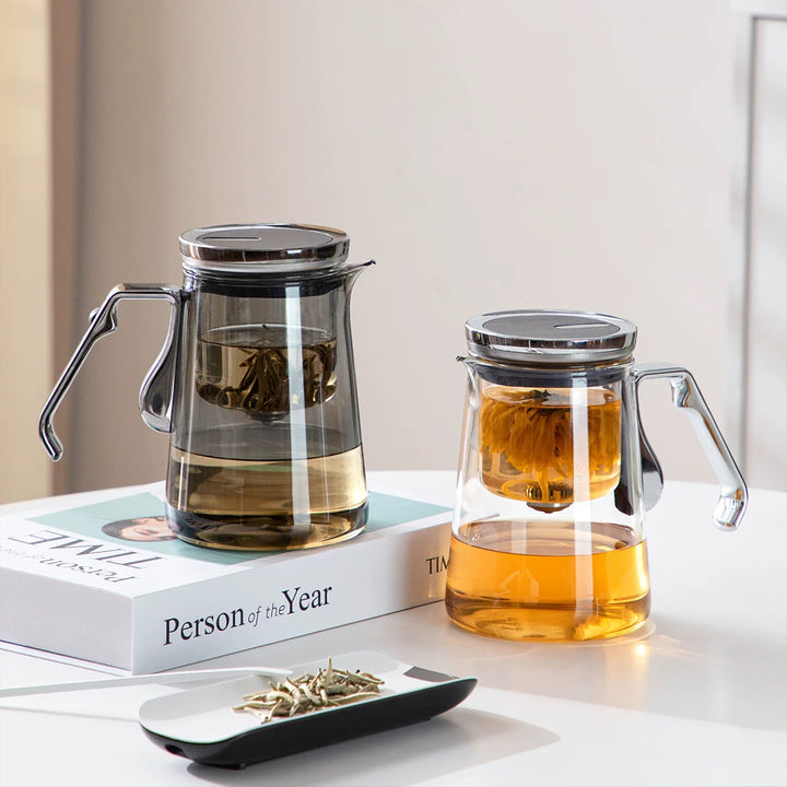 Théière automatique en verre | Pichet fleur/thé/café | Cadeau d'anniversaire