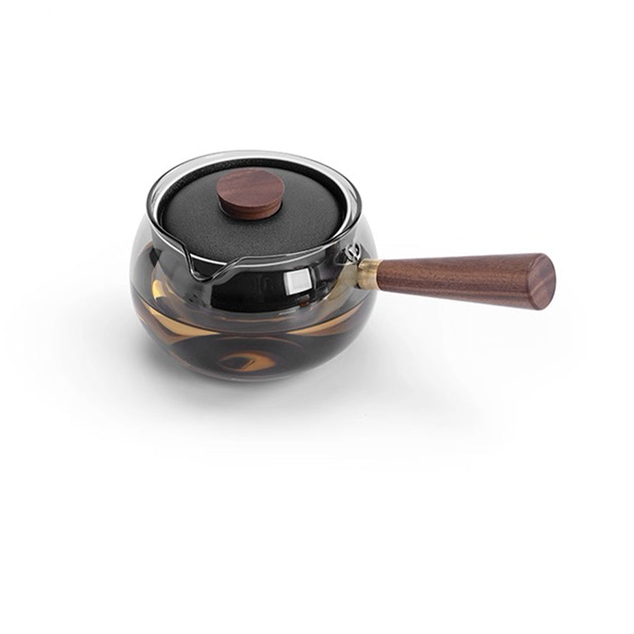 Minimalist glass teapot with rotate infuser