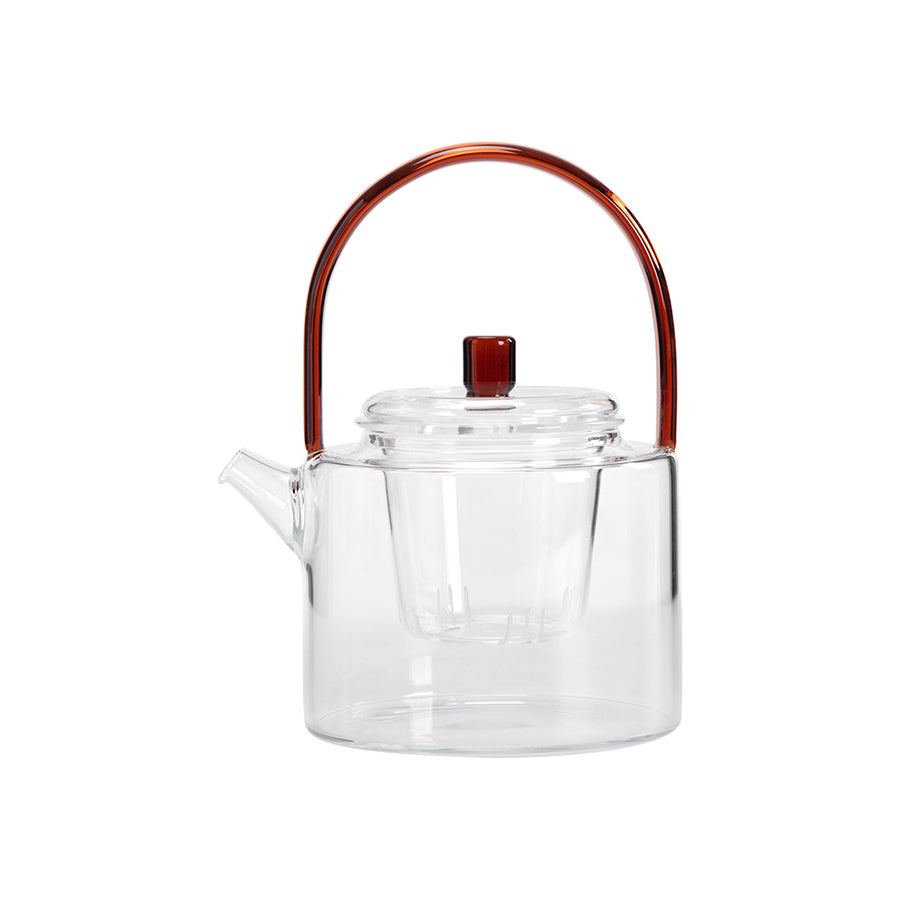 Custom glass teapot with warmer | kettle with stove set | Gift for her