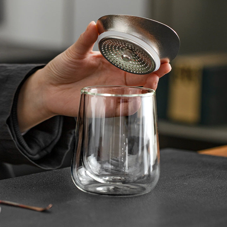 Mirror in the Soul - Double layers glass teapot with titanium infuser