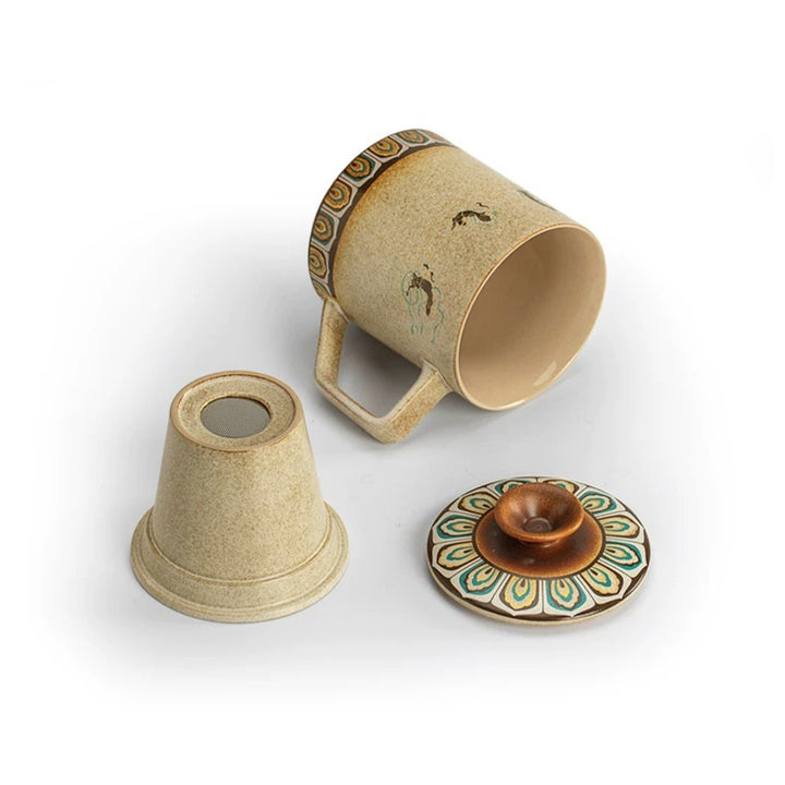 Mogao Grottoes style tea mug with infuser