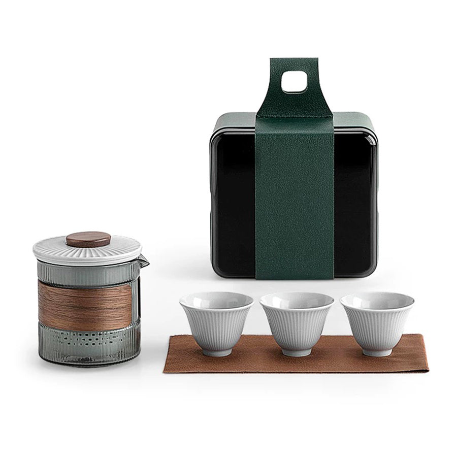 Cozy portable travel tea set for two
