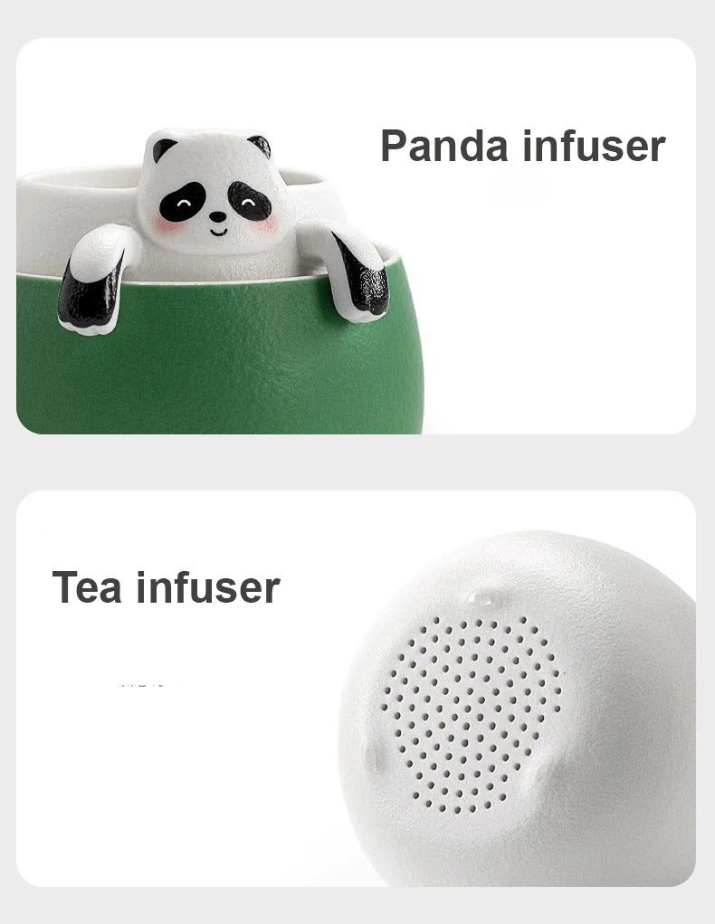 Cute Panda mug with infuser and saucer | Panda lover gift