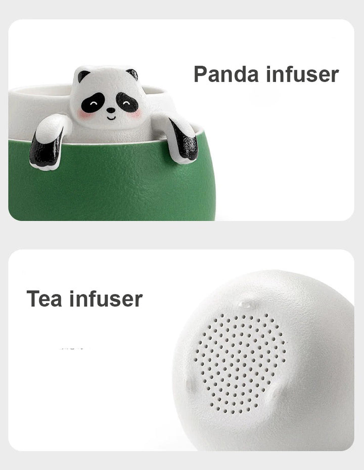 Cute Panda mug with infuser and saucer | Panda lover gift