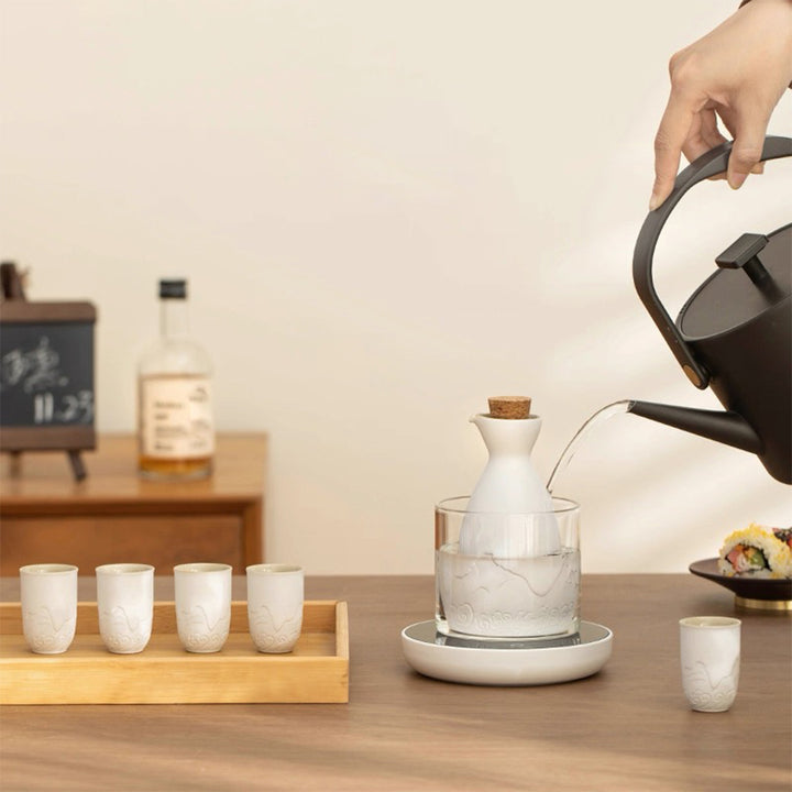 Mountain and Sea - Japanese sake set with warmer