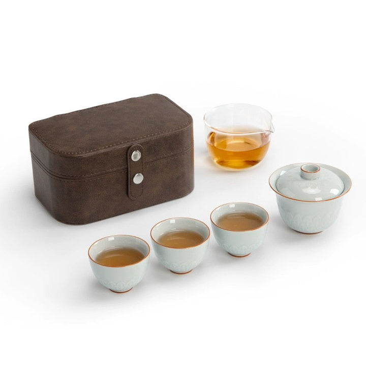 Personalized Travel kungfu gaiwan tea set with case | Wedding gift