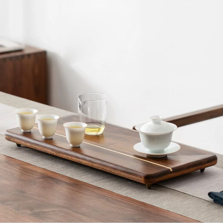 Horizon - Personalized heavy Bamboo tea serving tray with drain - Teaware Space
