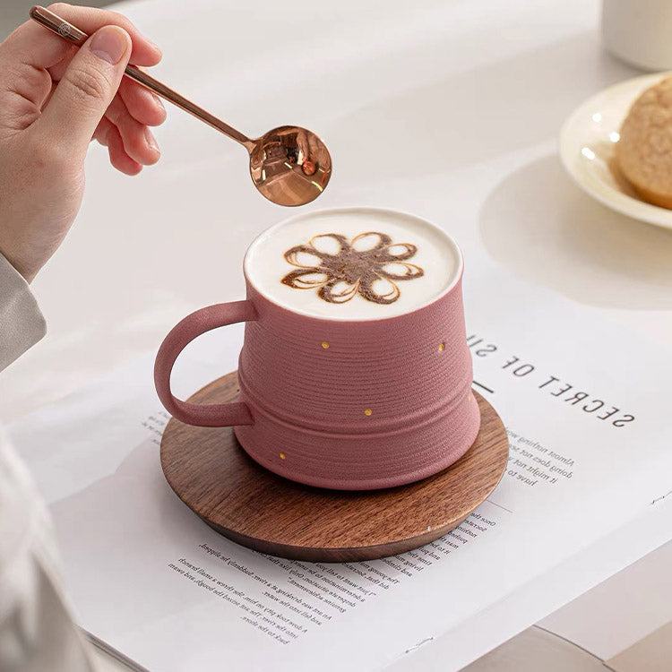 Shanti - Pink latte mug with saucer