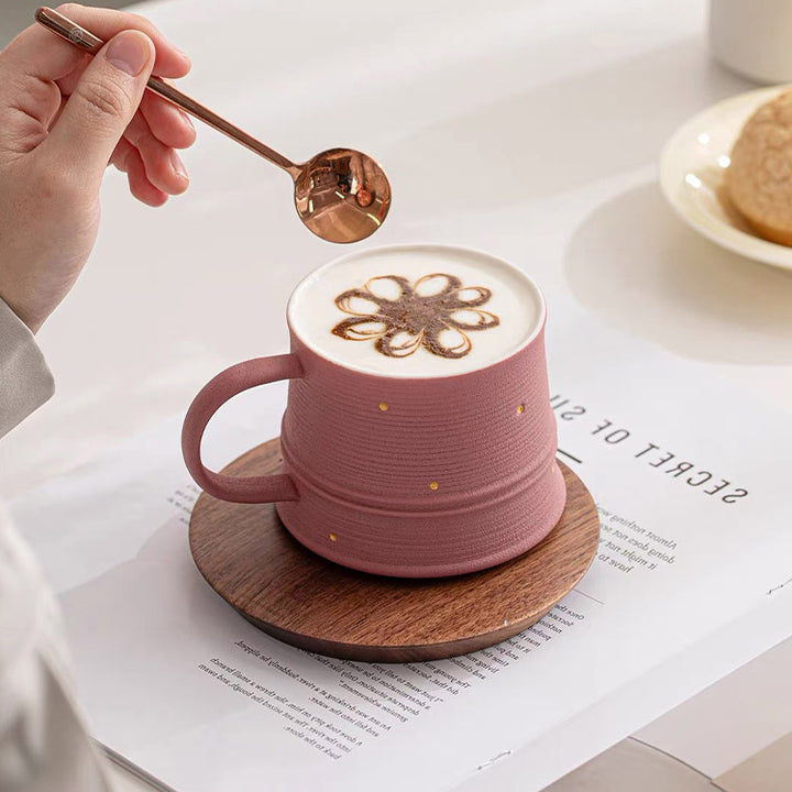 Shanti - Pink latte mug with saucer
