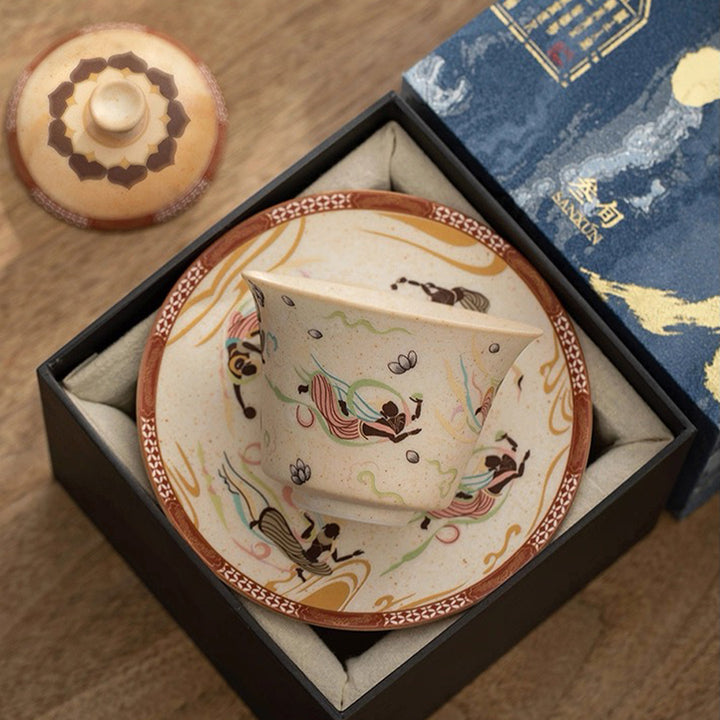 Dance with the flow - Handmade Chinese Gaiwan tea set