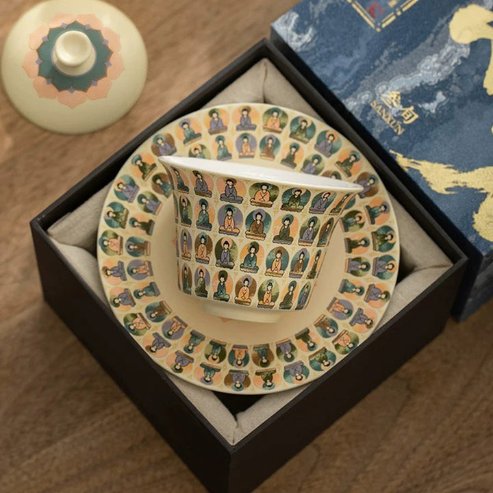 Thousand Buddha - Handmade Gaiwan tea set for one/two - Teaware Space