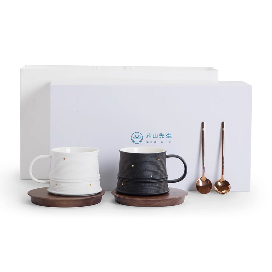 Shanti - ceramic Mr and Mrs cappuccino mug set of 2