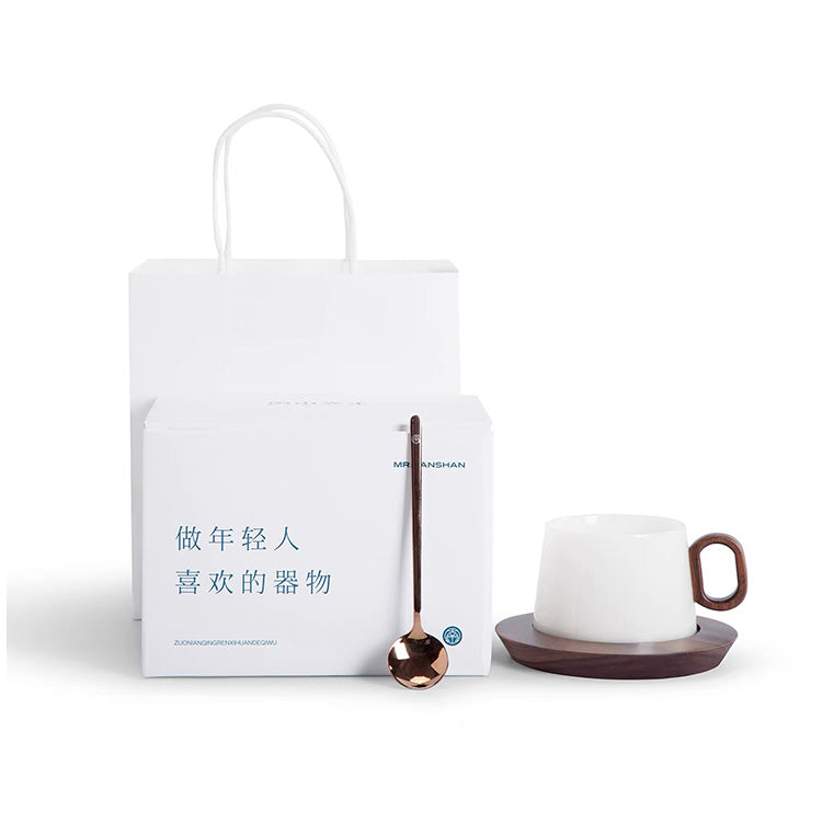 Alkiad - White ice jade porcelain latte mug set