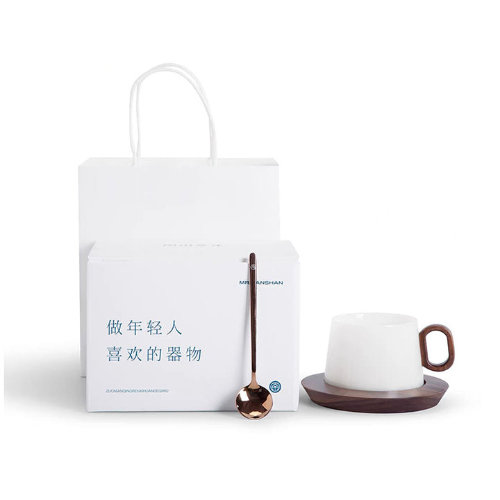Alkiad - White ice jade porcelain latte mug set