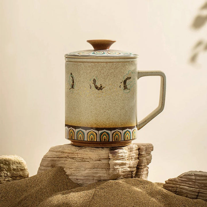 Mogao Grottoes style tea mug with infuser