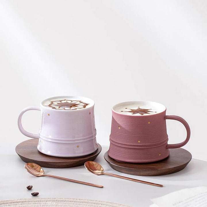 Shanti - Pink latte mug with saucer