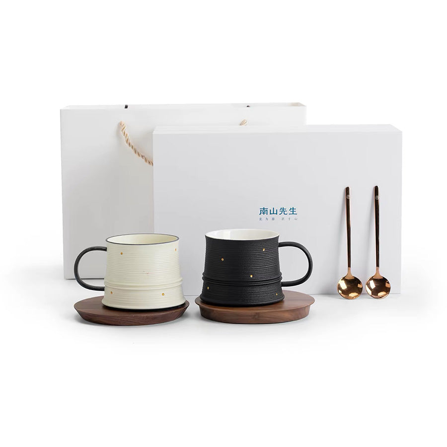 Shanti - ceramic Mr and Mrs cappuccino mug set of 2 - Teaware Space