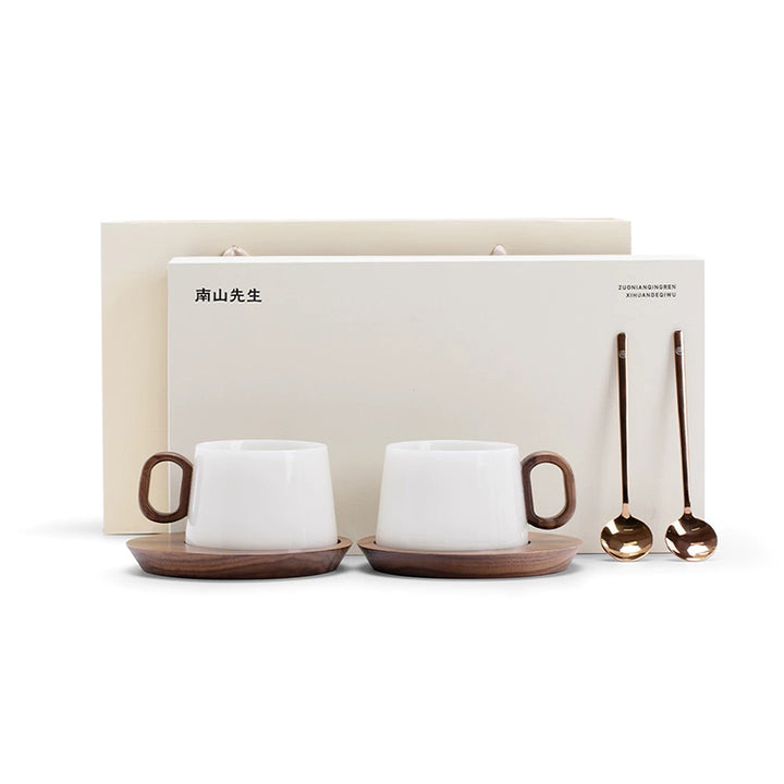 Alkiad - White ice jade porcelain latte mug set