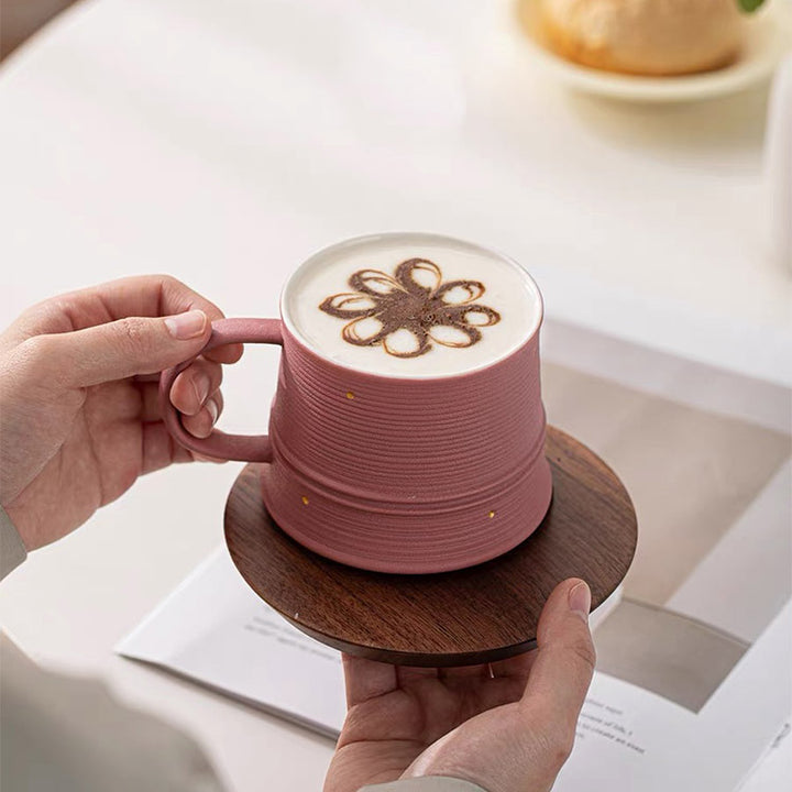 Shanti - Pink latte mug with saucer