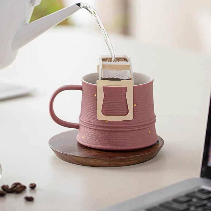 Shanti - Pink latte mug with saucer