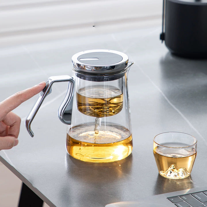 Théière automatique en verre | Pichet fleur/thé/café | Cadeau d'anniversaire