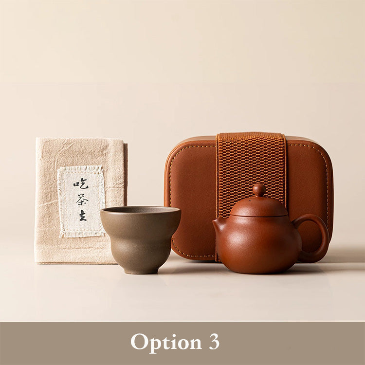 travel tea set for one zisha teapot with 1 brown clay tea cup