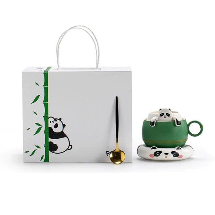 Cute Panda mug with infuser and saucer | Panda lover gift