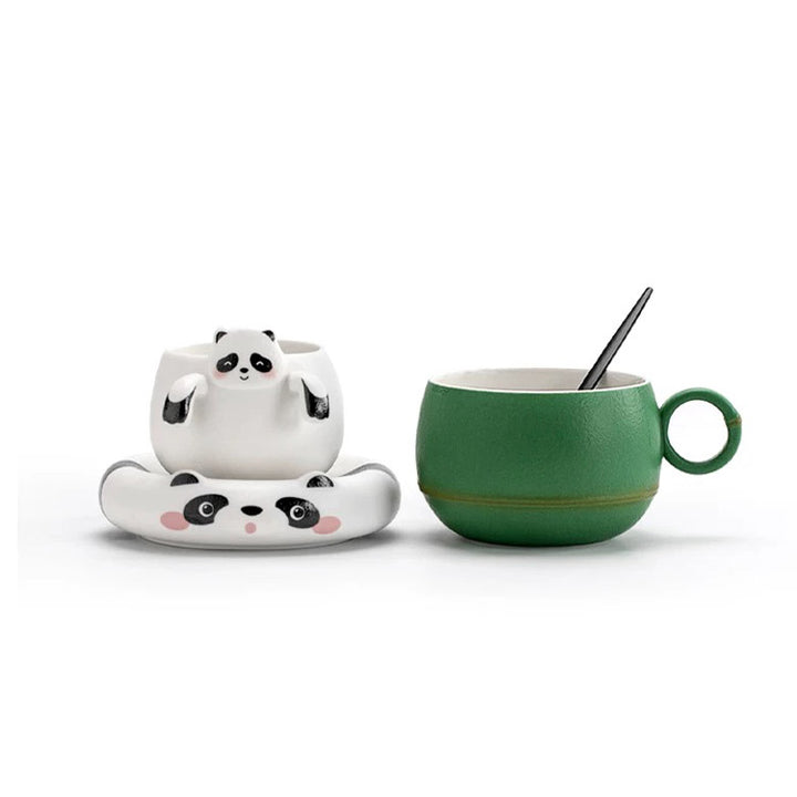 Cute Panda mug with infuser and saucer | Panda lover gift