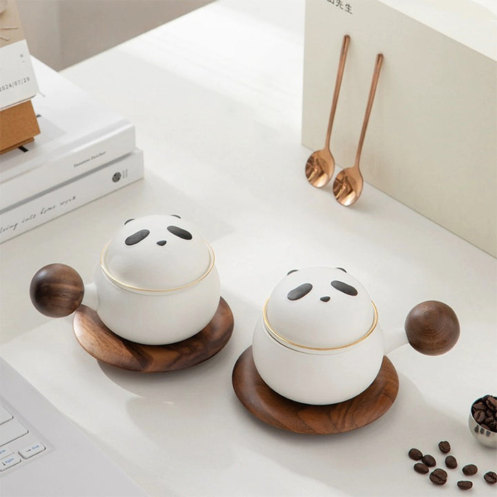 Tasse à thé/café Panda Espresso personnalisée avec ensemble de soucoupes | décor de salle à manger | Cadeau pour les amoureux des pandas