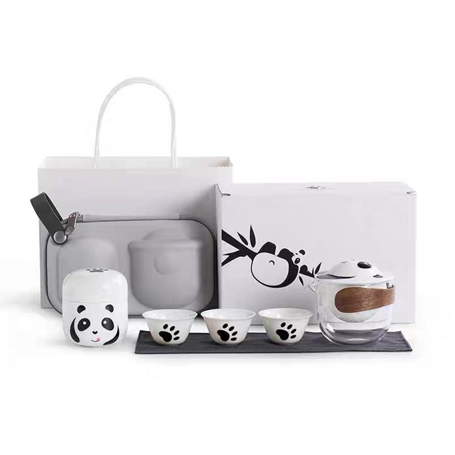 white ceramic panda tea set, panda teapot